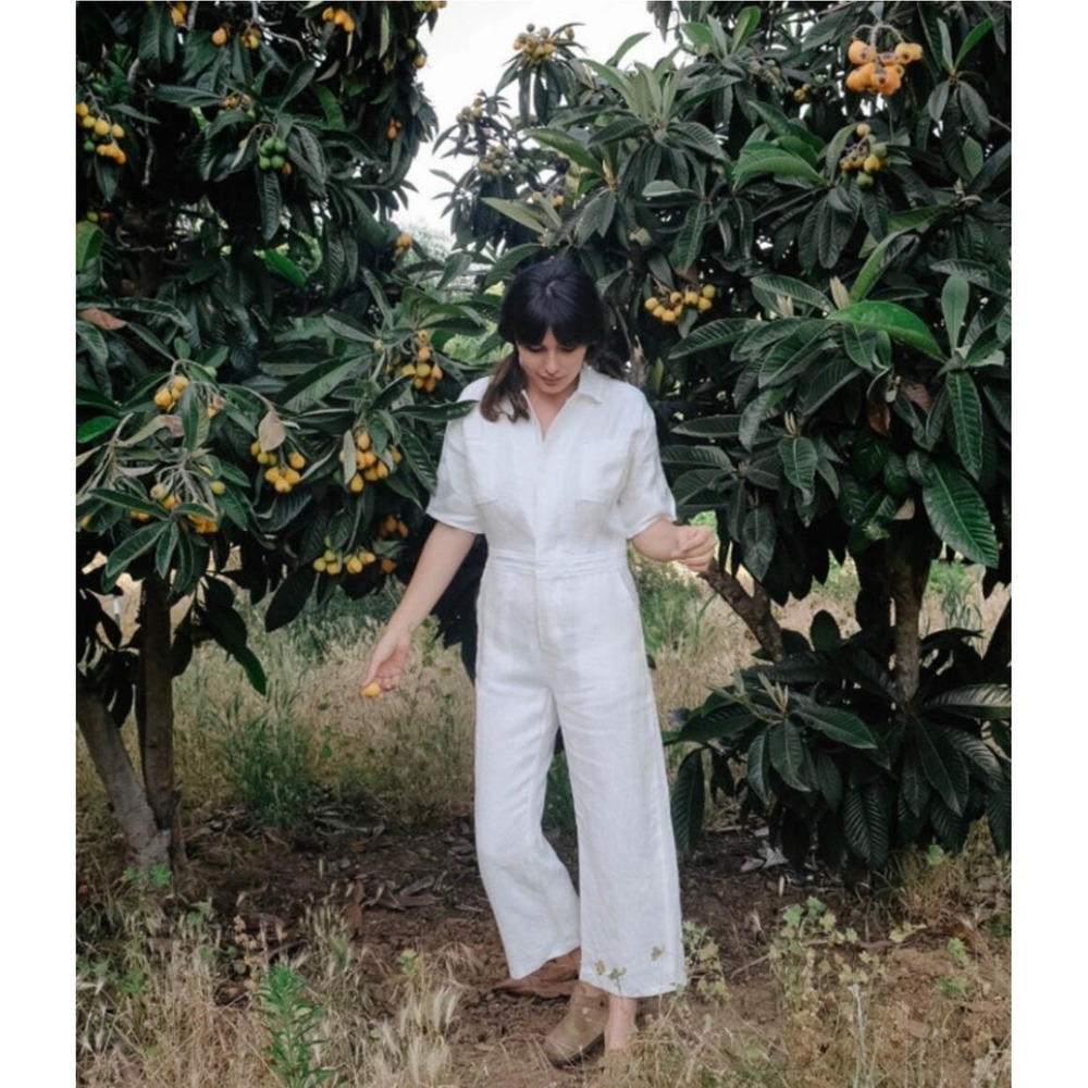 Christy Dawn Penny Linen Jumpsuit White Utility Minimalist Coastal Boho Women XL